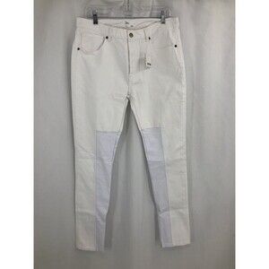 EPTM White Denim Jeans Cloth Leg Panel Zip Ankle Button Fly EP7408 34x32 EEE13
